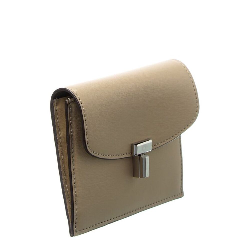 Toteme T-Lock Fold-Over Small Leather Card Case, Beige - Picture 3 of 3